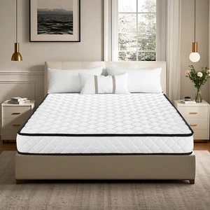 KBQ 5 " 6" Gel Memory Foam Medium-Firm Twin Txl Full Queen Mattress, White - Picture 1 of 9