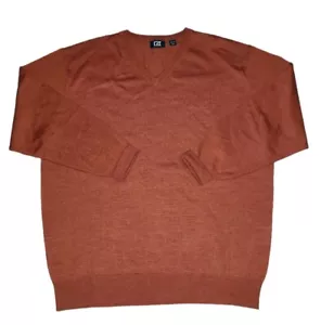 Cutter & Buck Sweater Mens 1XB V-Neck Wool Blend Pullover Rust Merino Wool NWOT - Picture 1 of 12