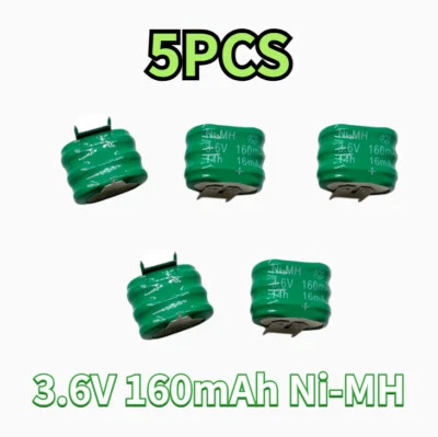 5PCS Rechargeable Battery 3.6V Ni-MH With 2 Pins/Tabs For PLC Data Backup 160MAH - Image 1 of 4