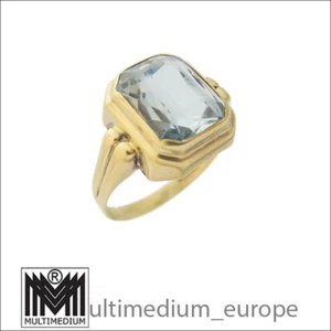 Antiker Art Deco 333 Gelbgold Ring Blau Topas 8ct Gold blue Topaz 8k - Picture 1 of 4