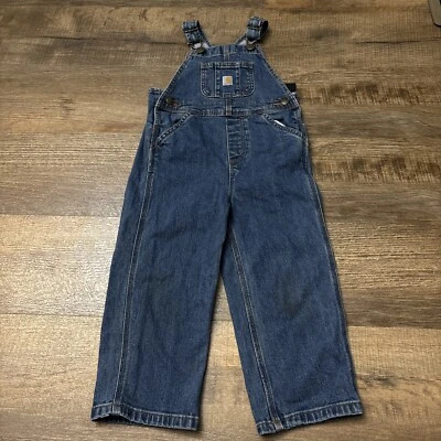 Mono con tirantes Carhartt 3T niños niñas denim sanforizado tela maestra vaquero clásico Foto 1 de 4