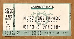 DALTREY SINGS TOWNSHEND RARE VINTAGE 1994 TICKET STUB 2/23/94 CARNEGIE HALL NYC - Picture 1 of 2