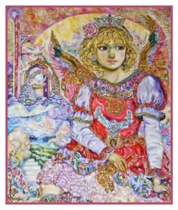 Angel with Key to Heaven Contemporary Yumi Sugai Counted Cross Stitch Pattern - Picture 1 of 3