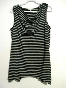 Carolyn Taylor grau schwarz U-Ausschnitt GR. 1X Fischschwanz Wasserfall Top Bluse  - Bild 1 von 6