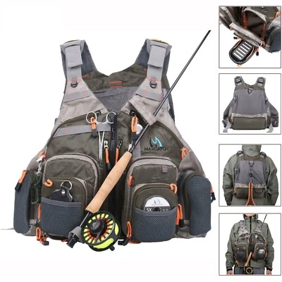Mesh Vest Fly Fishing Mesh Vest Adjustable Mutil-Pocket Fit For All Size - Image 1 of 4