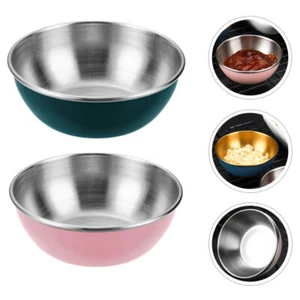 2 Pcs Dipping Dish Stainless Steel Seasoning Bowl Condiment Sauce Bowls - Picture 1 of 12