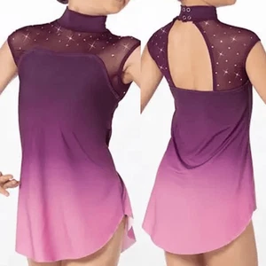 WEISSMAN Dance Costume purple rhinestones ombre Have Mercy 13294 MC 10/12 - Picture 1 of 14