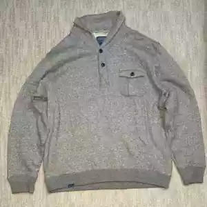 Pendleton Shawl Collar Pullover Brown Cotton Sweater Men's Size L Elbow Patch - Picture 1 of 9