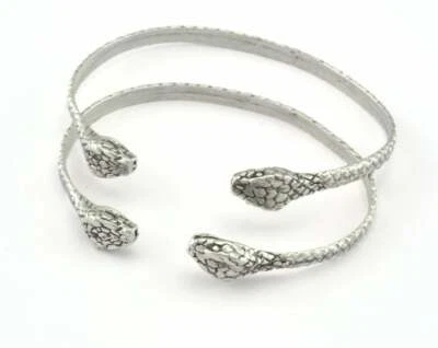 Pulsera ajustable serpiente latón chapado en plata antigua (64 mm tamaño interior) 3159 Foto 1 de 2