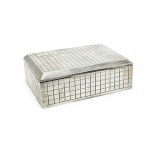 800 Silver Cigarette Box with Wood Inlay, Antique, Vintage Decor, Excellent - Picture 1 of 7