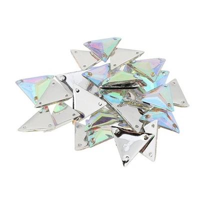 30pcs White AB Flatback Sewing Rhinestone Triangle Buttons - Image 1 of 3