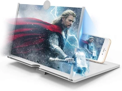 10" HD Cell Phone Screen Magnifier with Foldable Stand for All Smartphones - Whi - Image 1 of 4