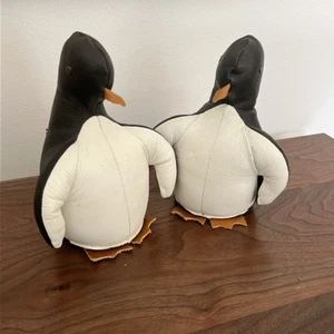 ¡PAR A JUEGO! Sujetalibros de cuero SANDY VOHR'S Zoo de pingüino de peso pesado de colección - Imagen 1 de 9