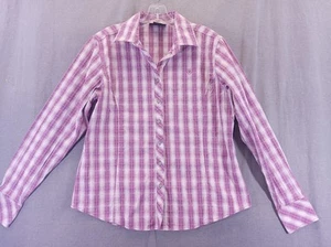 Ariat Shirt Damen Large lila weiß kariert Western Cowgirl Rodeo V-Ausschnitt - Bild 1 von 18