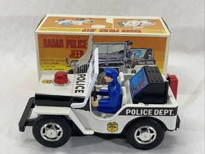 Rare Vintage Battery Operated Radar Police Jeep Working Nomura Japan In Box - Picture 1 of 19
