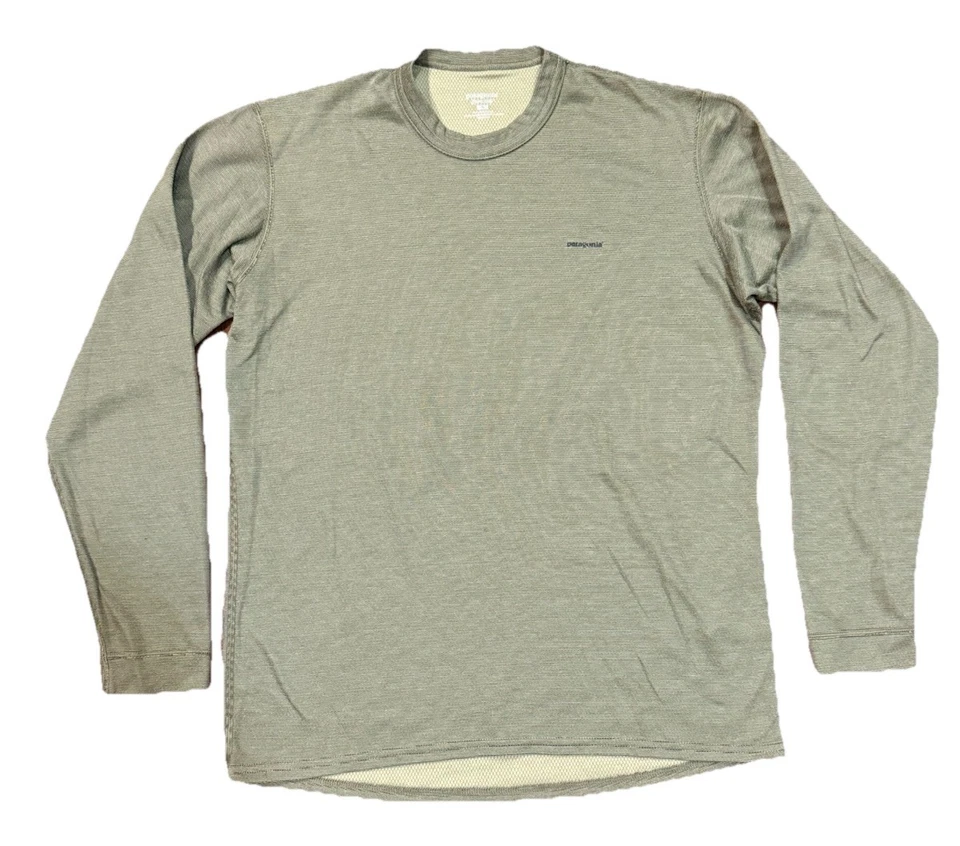 复古 Patagonia Capilene 衬衫橄榄绿色小号长袖打底美国 — 第 1/4 张图片