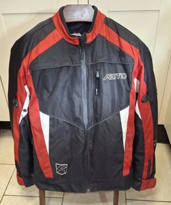 Akito Motorcycle Jacket Black Red, Armoured Mesh Liner Zip Pockets Size UK 2XL - Picture 1 of 10