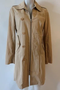 Womens Theory Tan Full Zipper Cotton Stretch Trench Coat Jacket S - Picture 1 of 15