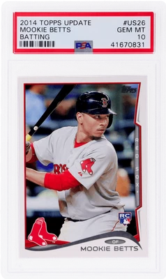 2014 Topps Update Mookie Betts Batting #US26A PSA 10 Rookie RC - Image 1 of 2