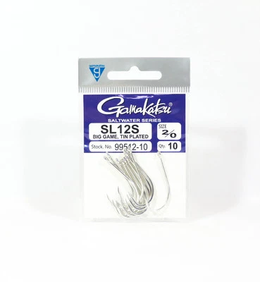Gamakatsu SL12S Big Game Tin Plated Hook Size 2/0 ,10 Per pack (1342) - image 1 of 4