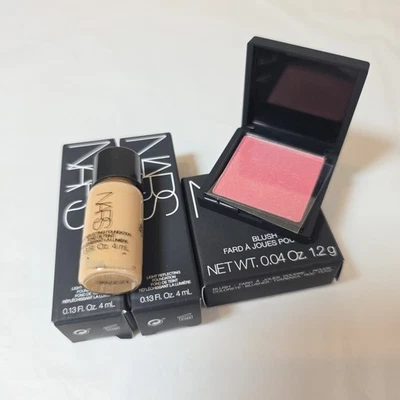LOT OF NARS- NARS blush .04oz ORGASM & 2 NARS FIJI LIGHT REFLECTING FOUNDATION - Image 1 of 4