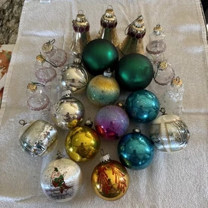 22 Vintage Mercury Glass Christmas Ornaments 1 Shiny Brite, Bells-German, Poland - Picture 1 of 7