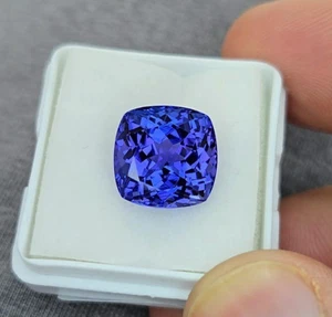 10.35 Ct Natural Cushion Lustrous Blue Tanzanite Certified Flawless Gemstone - Picture 1 of 6
