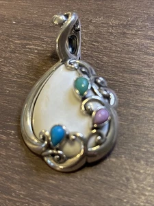 Carolyn Pollack Sterling Silber 925 weißer Achat Verstärker Anhänger mehrfarbig - Bild 1 von 14