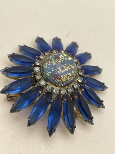 Vintage Blue Kite Shaped Stones And Confetti Cabochon Costume Brooch - Picture 1 of 4