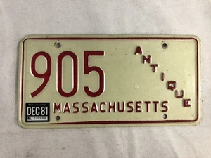 Massachusetts antikes Nummernschild, #905 - Bild 1 von 2