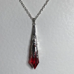 IMPRESIONANTE COLGANTE DE FILIGRANA ROJO ESTILO VICTORIANO PLATEADO 7cm y 18"" CADENA P - Imagen 1 de 8