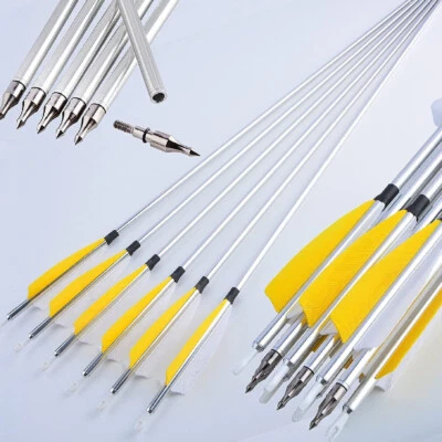 30" Archery Aluminum Arrows SP500 Feathers Recurve Compound Bow Target Hunting - Image 1 of 4