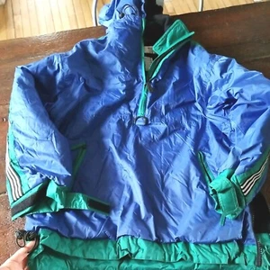 Vintage Pullover Ski Jacket Baxter & Wells Blue Men's Size M Fleece Lined Coat - Picture 1 of 12