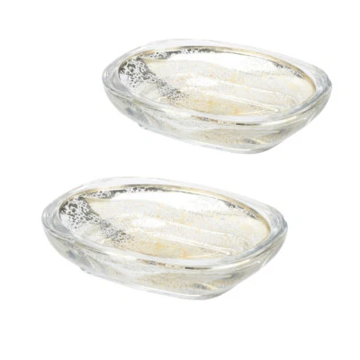 Glass Soap Dish Holder Grand Resort Collection Champagne Gold Gift - Image 1 of 4