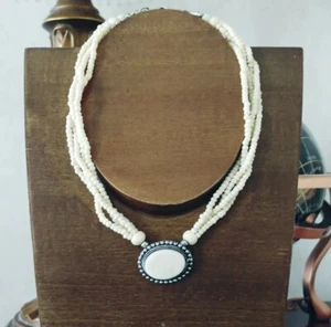 Vintage IVORY COLOR CELLULOID Faux Bone BEADED NECKLACE Beads 16-18" - Picture 1 of 12