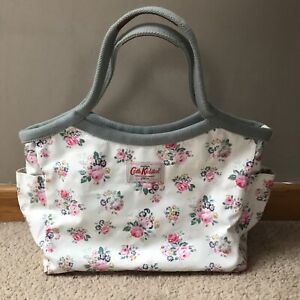 Cath Kidston Oil Cloth Handbag Tote Zip Top White Roses