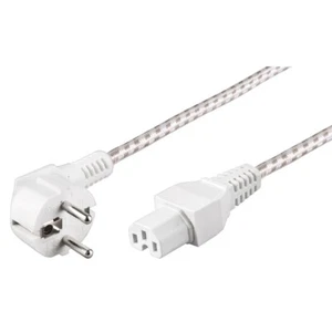 Warmgeräte-Netzkabel Schukostecker auf Warmgerätebuchse 2m lg.silber/grau Textil - Bild 1 von 1