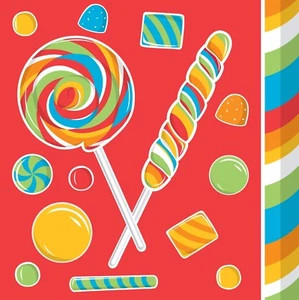 Candy Napkins Sugar Buzz Kids Party Lunch Napkin Lollipop 16ct - Picture 1 of 3