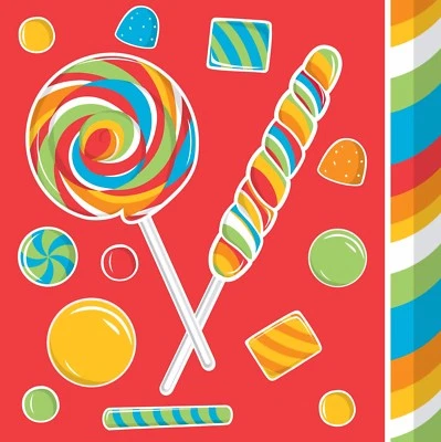 Candy Napkins Candy Party Sugar Buzz Kids Party Beverage Napkins lollipop 16ct - Image 1 of 3