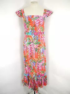 nink by Eponine Chirp Dress Red Floral Midi Cap Sleeve Occasion Size 8 BNWT - Picture 1 of 6