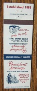 PILGERSTREICHHOLZHÜLLE: PROVIDENT SPARUNGEN (HAVERSTRAW ORANGEBURG NY CONGERS) -E17 - Bild 1 von 2