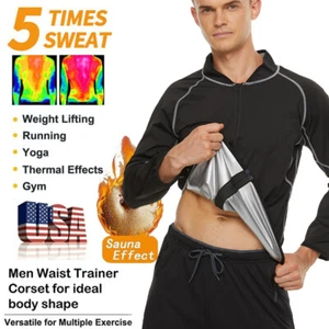 Heavy Sauna Sweat Suit Exercise Gym Men Shaper Suit Fitness Weight Loss Anti-Rip - Picture 1 of 13