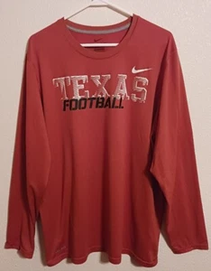 NIKE Dri Fit Texas Longhorns Burnt Orange Long Sleeve Shirt Jersey Men's Large - Picture 1 of 9