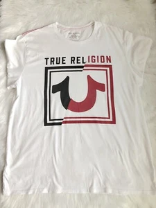 True Religion Weiß Schwarz & Rot Logo Kurzarm T-Shirt 3XL. - Bild 1 von 4