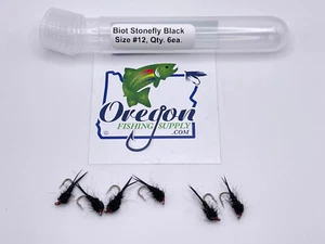 Ninfa negra Biot StoneFly #12, envío GRATUITO en todos los artículos adicionales, (6 cada uno) - Imagen 1 de 5