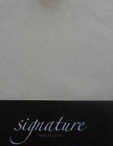 tablecloth Linen look Embossed lines fabric dining Table Cover CREAM 52" x 70" - Picture 1 of 2