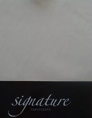 tablecloth Linen look Embossed lines fabric dining Table Cover CREAM 52" x 70" - Image 1 of 2