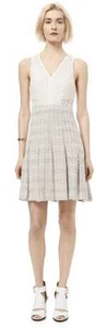 Rebecca Taylor Cream Mix Tweed Lace Pleated S/L Dress $425 NWT 6 - Picture 1 of 1