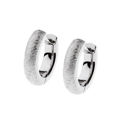 Ernstes Design Creolen evia Ohrringe E636 gekratzt 12 mm Edelstahl - Bild 1 von 3