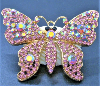 GRANDE Hermoso Broche Colgante Collar Mariposa Rosa Estrás Betsey Johnson Foto 1 de 4